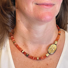 Mexican Fire Opal and Pyrite Sun Necklace