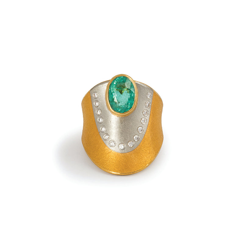 Paraiba Tourmaline, Platinum and Gold Ring