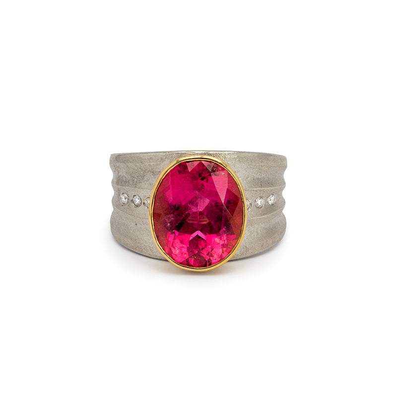 Pink Tourmaline and Platinum Ring