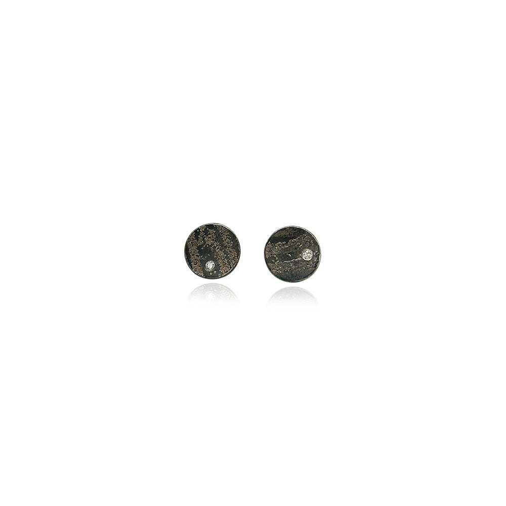 tiny round studs with platinum and sterling silver