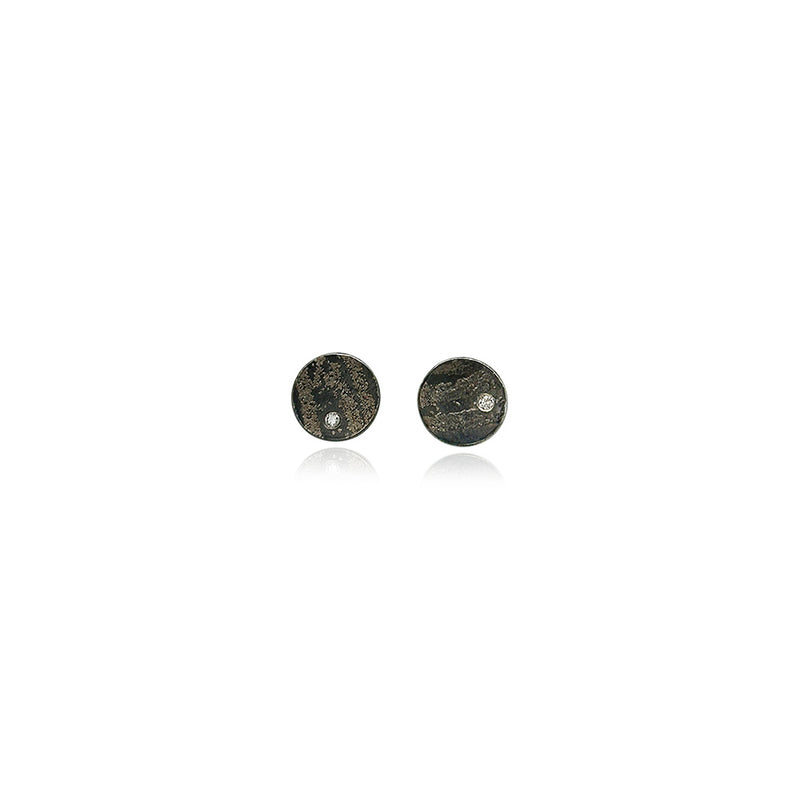 Tiny Round Studs with Platinum and Sterling Silver