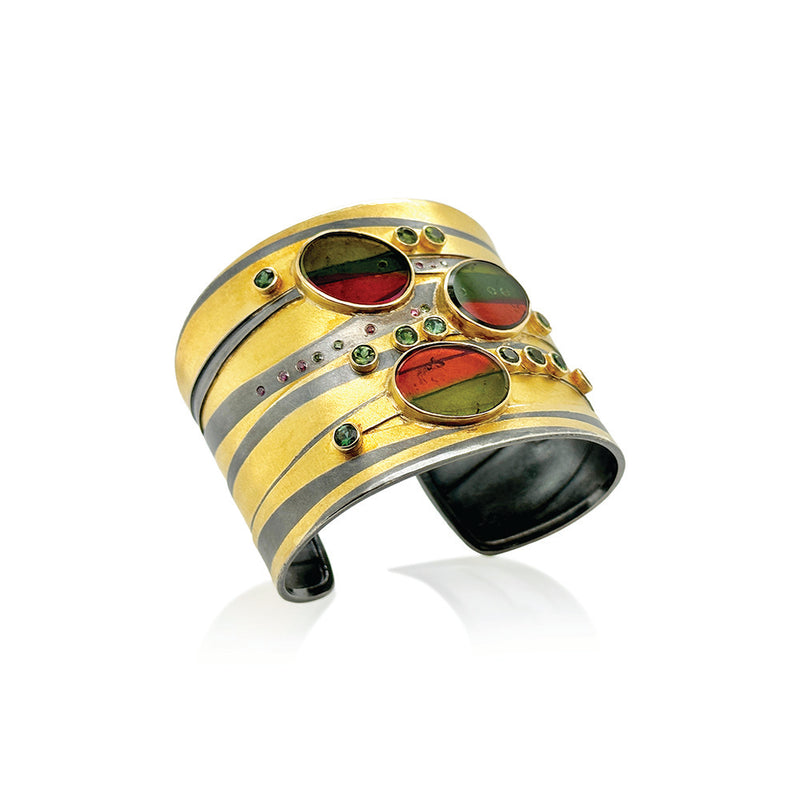3 Oval Watermelon Tourmaline Cuff