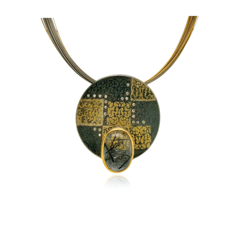 "Fabric" Brooch/Pendant with Tourmalinated Quartz