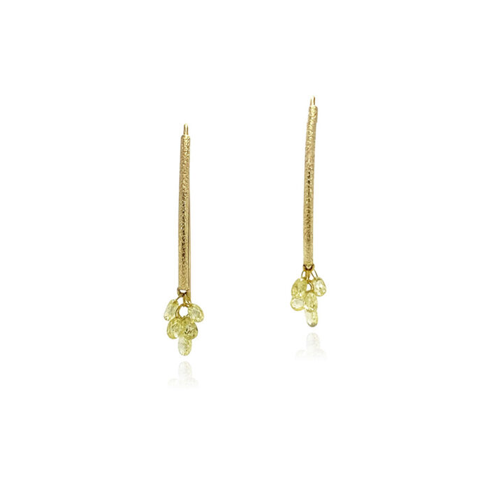 LEMON-YELLOW DIAMOND "NAVETTE" EARRINGS