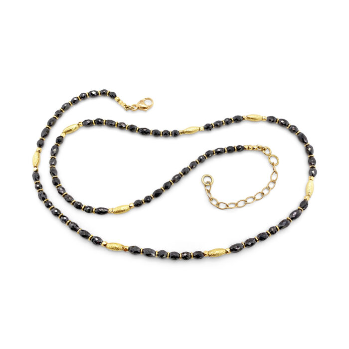 Olive-shaped BLACK DIAMOND "RICE" NECKLACE