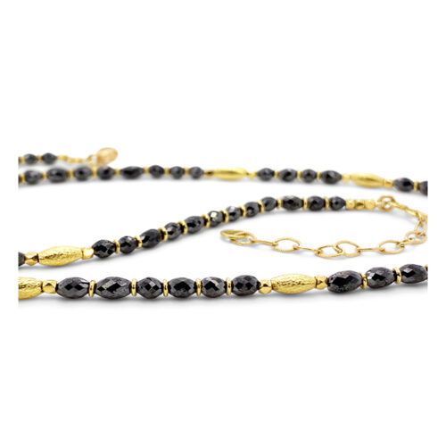 Olive-shaped BLACK DIAMOND "RICE" NECKLACE