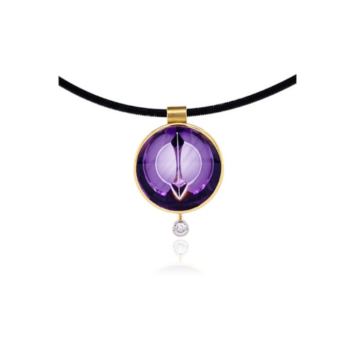 "Magic Face" Necklace with Amethyst and Diamond