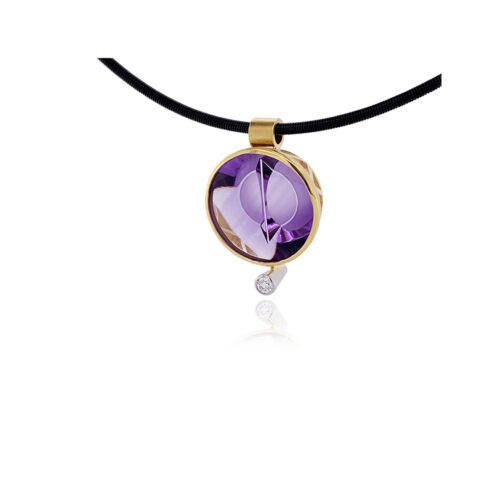 "Magic Face" Necklace with Amethyst and Diamond
