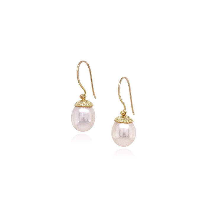 South Seas Pearl earrings with 18k limpet cap