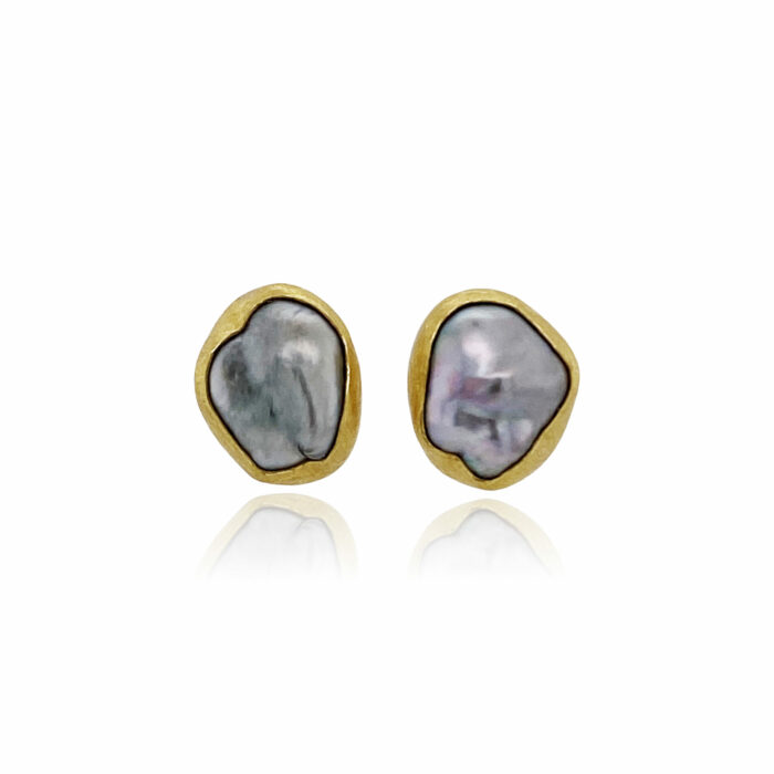 Mid-Gray Tahitian Keshi Pearl Earrings