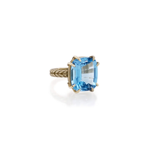 Blue Topaz ring with braided ring shank