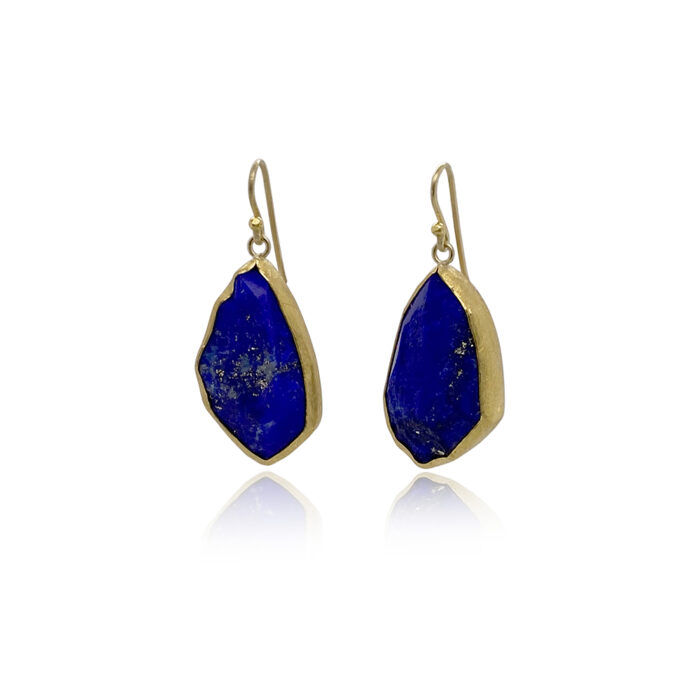 rough lapis drop earrings