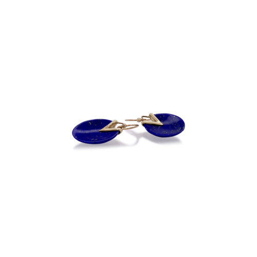 Small lily pad earrings in Lapis