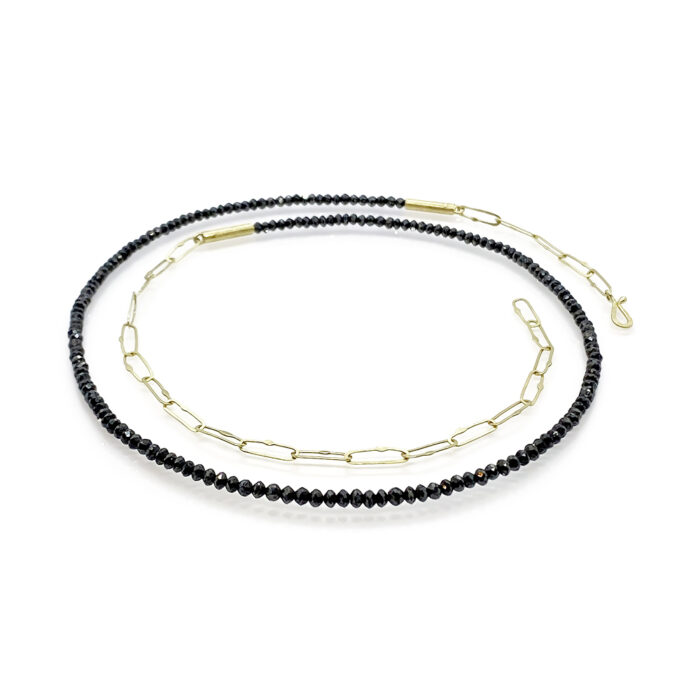 Black diamond necklace with extension chain