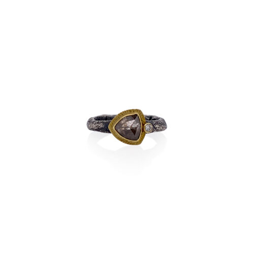 Triangular Diamond ring with accent diamond