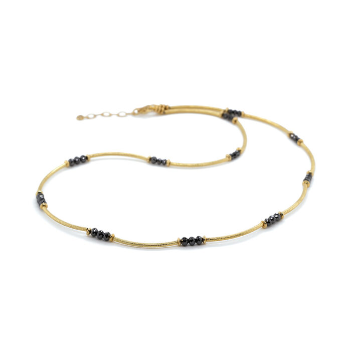 black diamond and curved beaded necklace