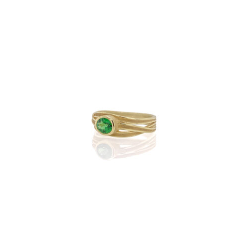 triple ribbon tsavorite garnet ring