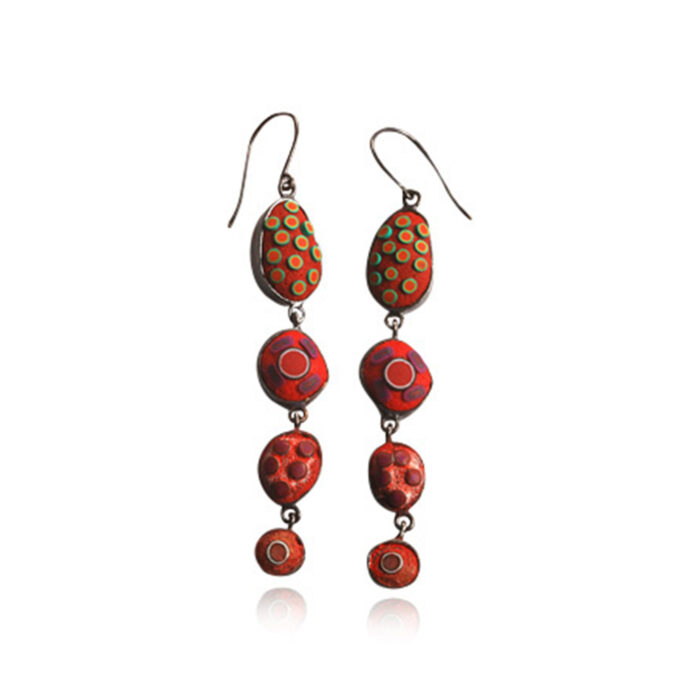 4 pebble earrings in reds