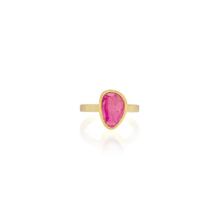 irregular shaped pink sapphire ring