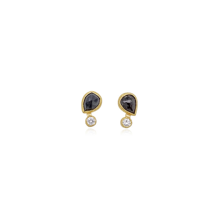 tear drop black diamond earrings