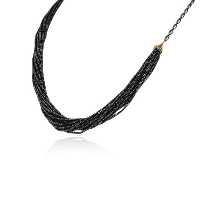 Black Spinel and Crownwork finial Necklace