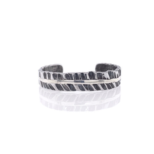 Sterling & Steel inlay silver cuff