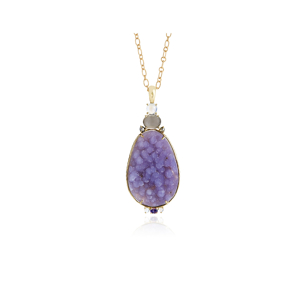 DARIAdeKoning Grape chalcedony drusy pendant