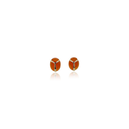 lucky scarab eaerrings with carnelian