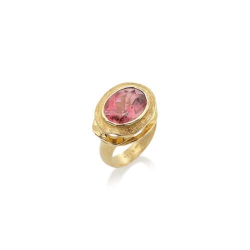 large pink tourmaline reef ring