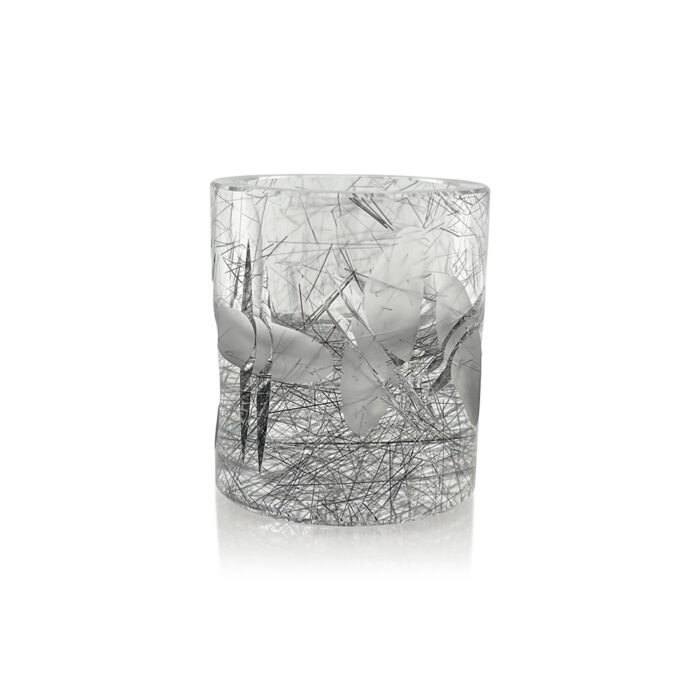 Tourmalinated quartz gemstone shot glass