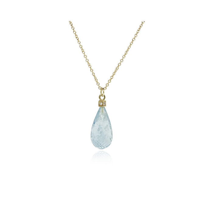 faceted aquamarine briolette pendant