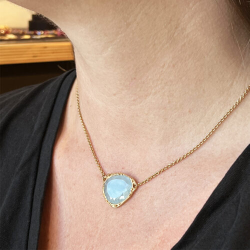 aquamarine slice necklace