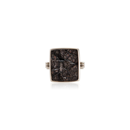 natural surface obsidian ring