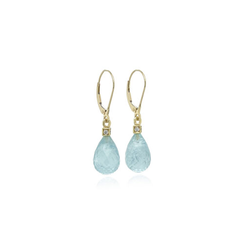 lever back aqua briolette earrings