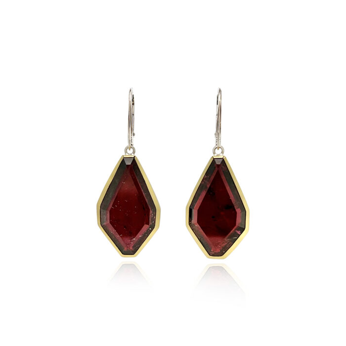 red tourmaline lever back earrings