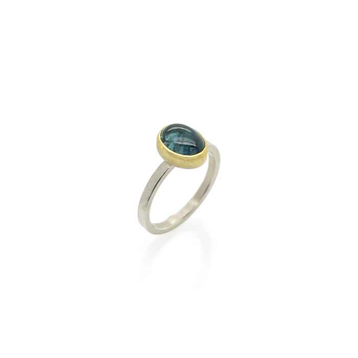 oval blue tourmaline ring