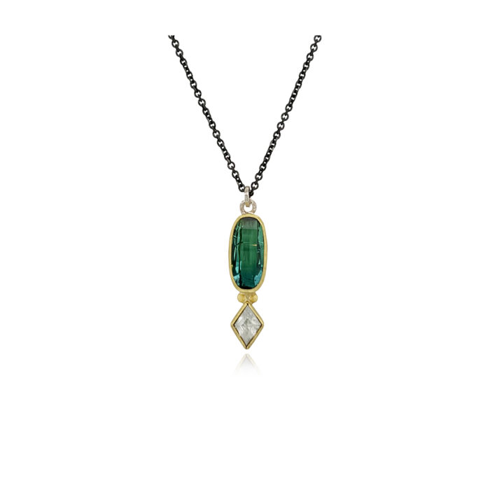 tourmaline and kite diamond pendant