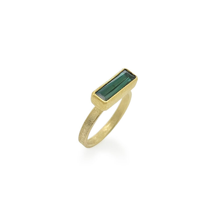 small east/west green tourmaline ring