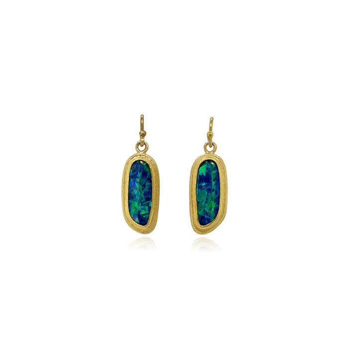 long australian boulder opal earrings