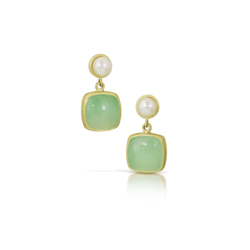 chrysoprase and pearl drop earrings