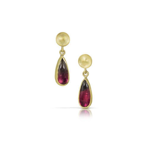 grey pink tourmaline drop earrings
