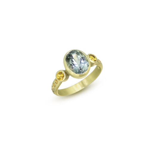 teal tourmaline and sapphire 3 ring