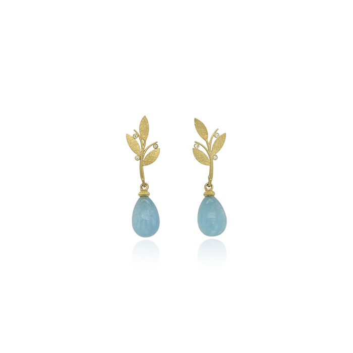 flower top aquamarine earrings