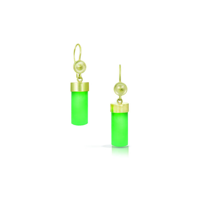 chrysoprase cylider earrings