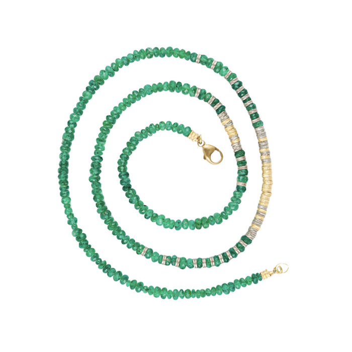 emerald Drum rondell beaded necklace