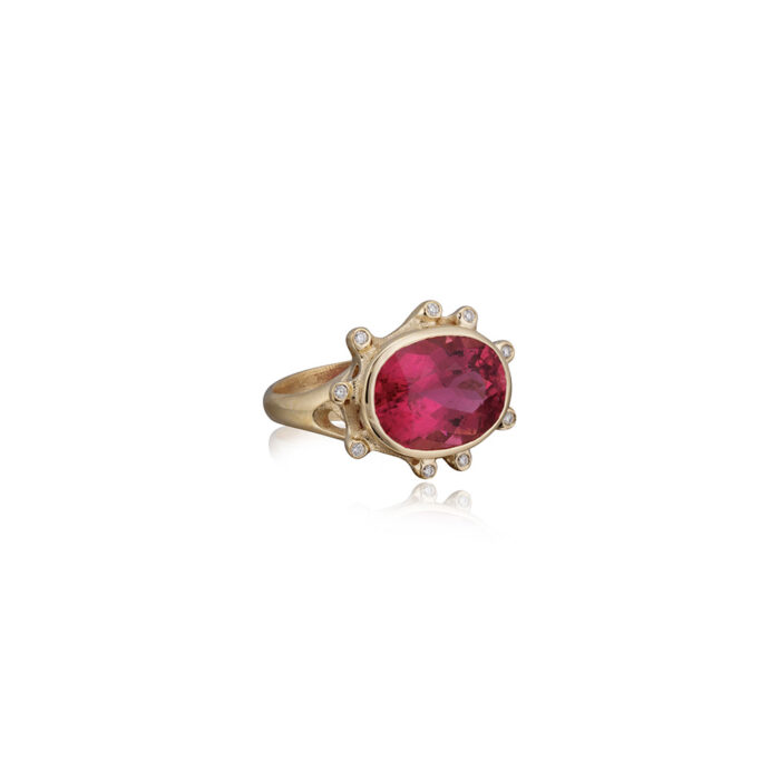 Large pink tourmaline "reef" ring