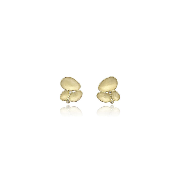 triple shell earrings with diamonds