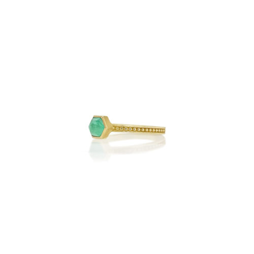 hexagonal emerald ring