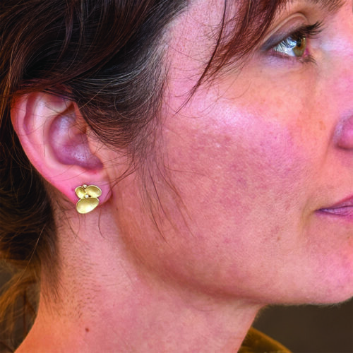 triple shell earrings with diamond
