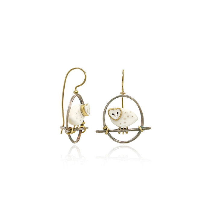 caged owl earrings